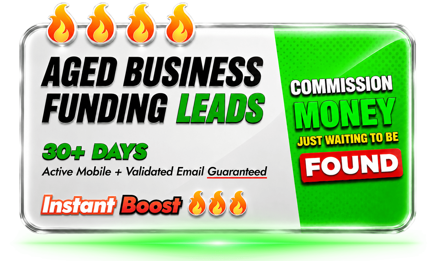 30 day plus aged business funding leads graphic by Lead Tycoons featuring aged MCA leads and business loan leads with active mobile phone numbers and validated email addresses for merchant cash advance brokers, business loan brokers, and alternative lending professionals. Marketing image highlights scalable outbound prospecting, high intent funding opportunities, commission generating business loan data, and premium lead generation solutions designed for serious funding sales organizations and MCA brokerages.