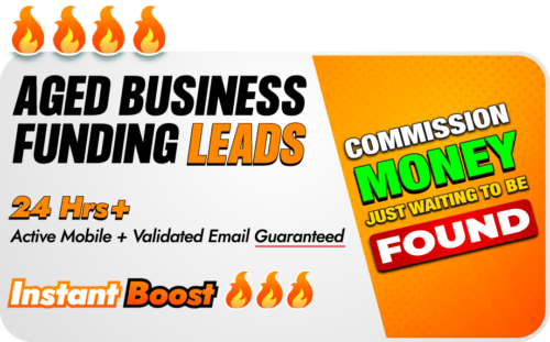 Hot Leads alert. Extremely rececent Aged Business Funding Leads featuring business names, contact details of businesses that have recently been interested in business financing options.